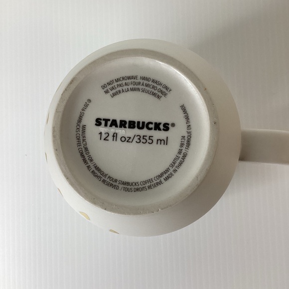 Starbuck Coffee Mug Cup Embossed Siren Mermaid Matte White Gold Hearts 12oz - Picture 7 of 8